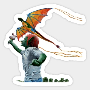 Goblin Flying Rainbow Dragon Kite Fantasy Sticker